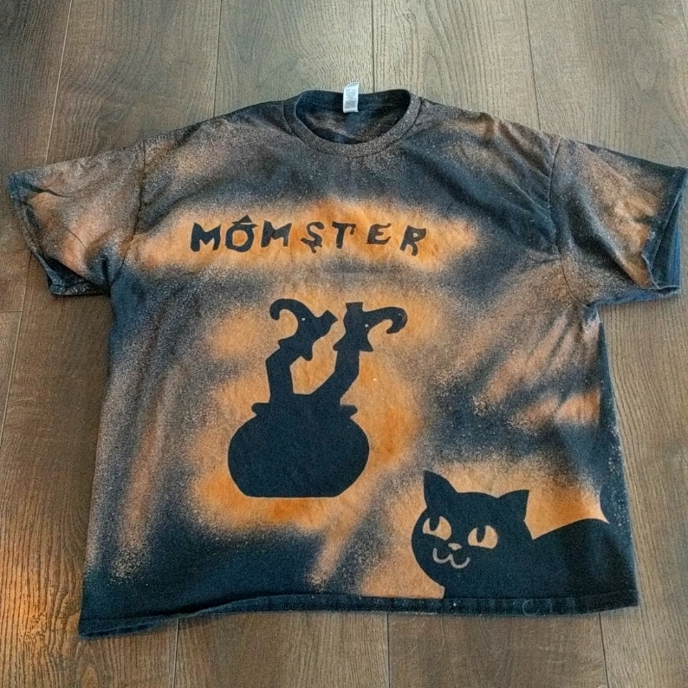Custom-Made Acid Witch Cat on Black T shirt SZ 2XL Halloween